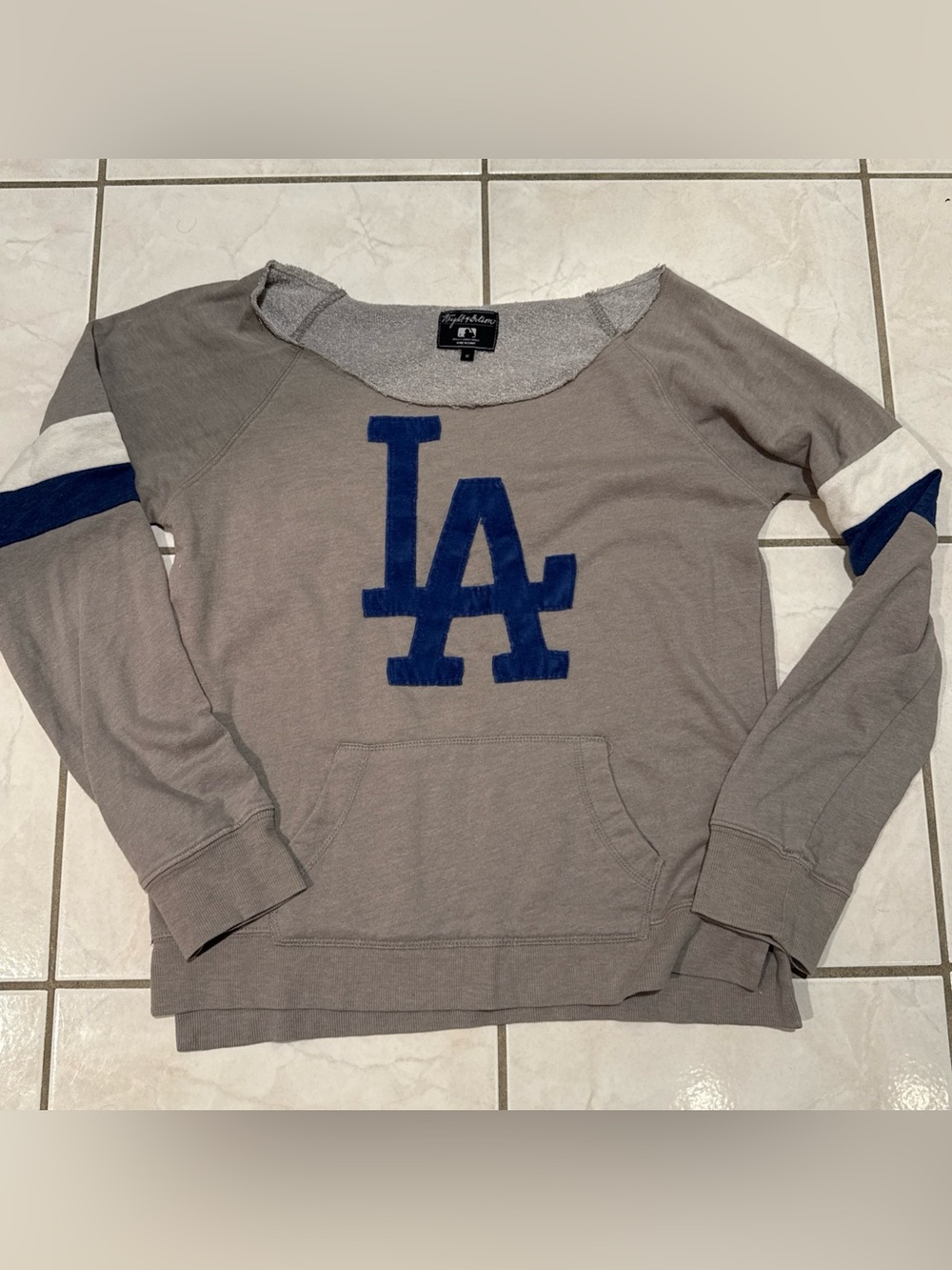 Wright & Ditson LA Dodgers Off The Shoulder Sweatshirt Womens Size M Grey MLB